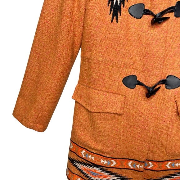 Tasi Malibu Aztec Southwestern Wool Faux Fur Lined Women’s Hooded Coat Sz S - Picture 7 of 13